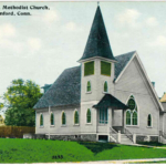 Color Postcard of Methodist Church, Maple St., Stamford late 1800s to WW1